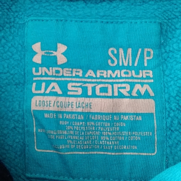 Under Armour Storm Fleece Pullover Hoodie Sweatshirt Loose Fit Small Blue Green - Picture 2 of 16